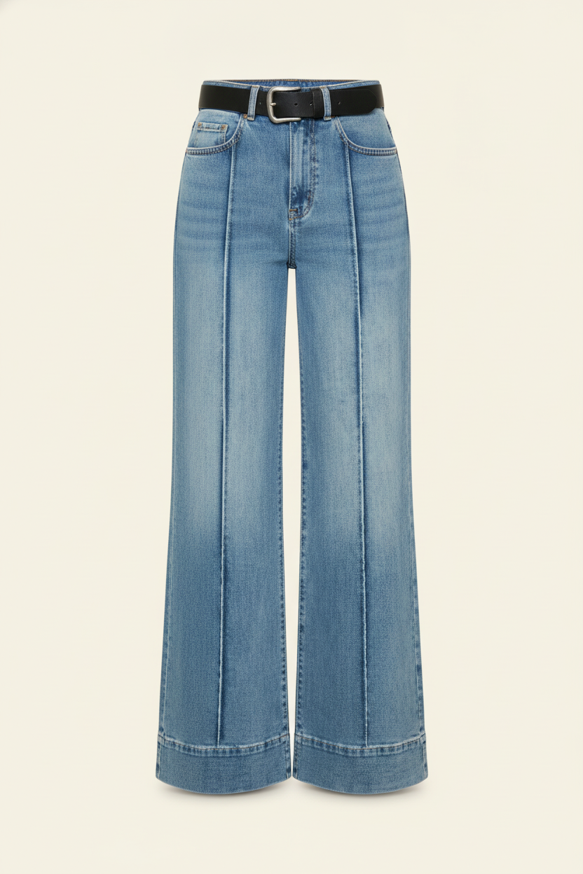 Pintuck Denim Jeans