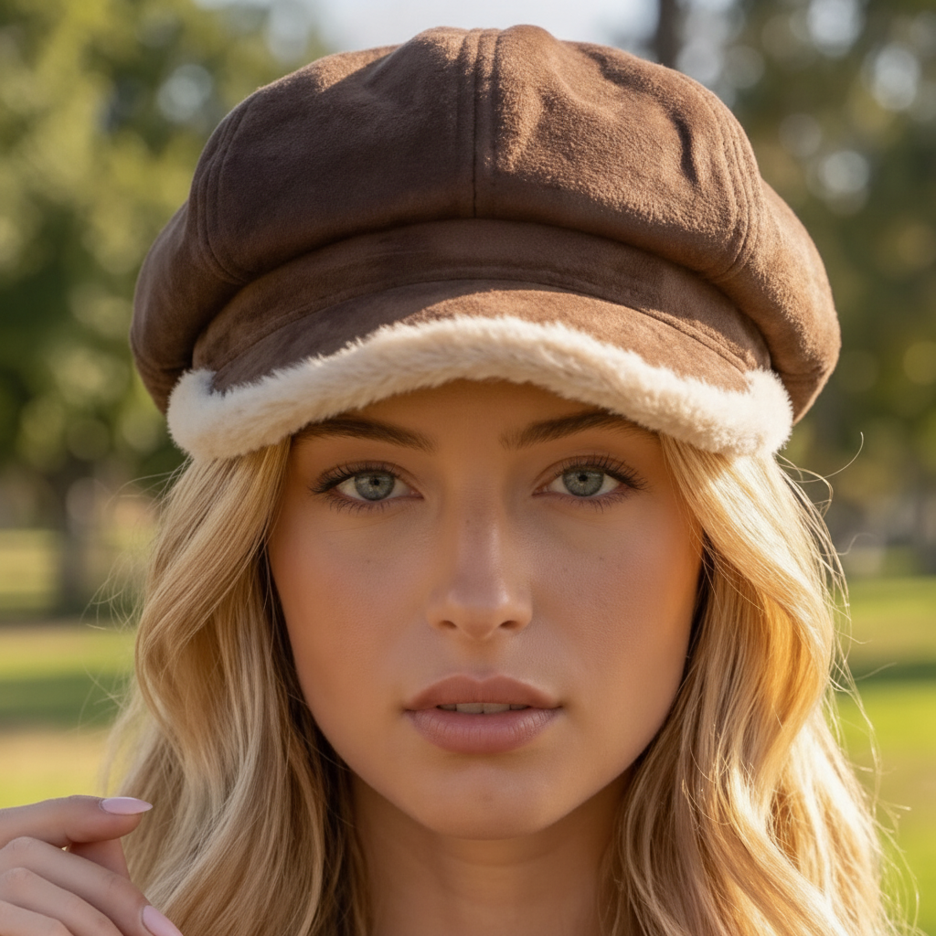 Sherpa Newsboy Cabbie Cap