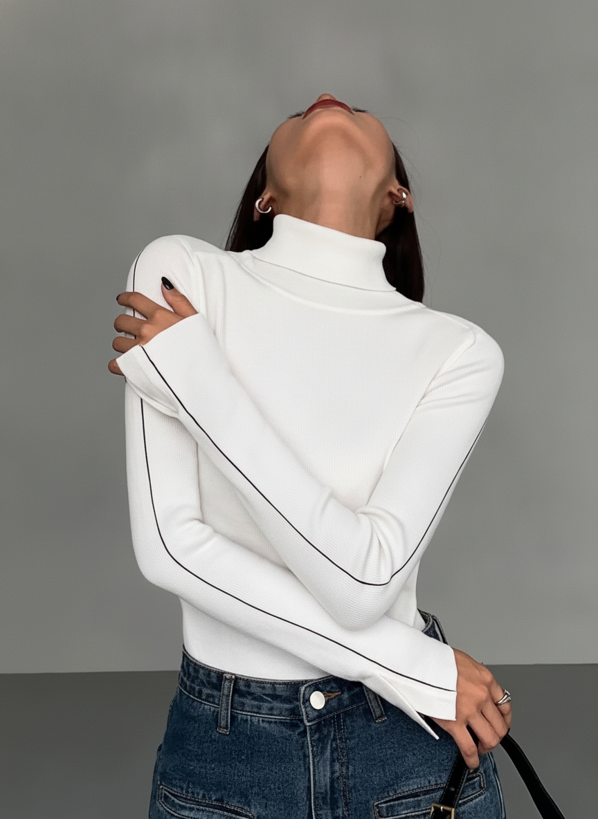 Sleek Stripe Turleneck
