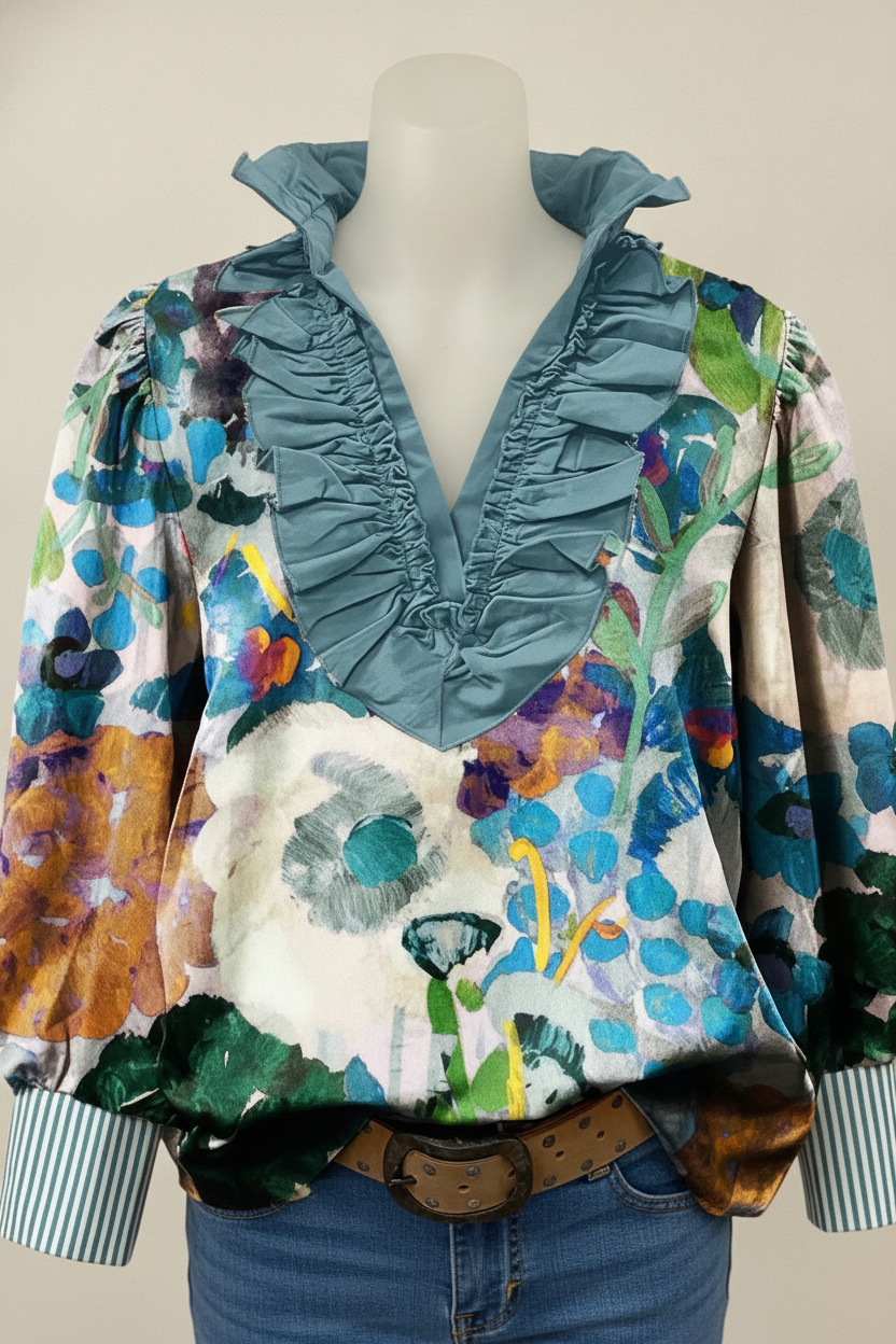 Ruffle Collar Bodice Blouse