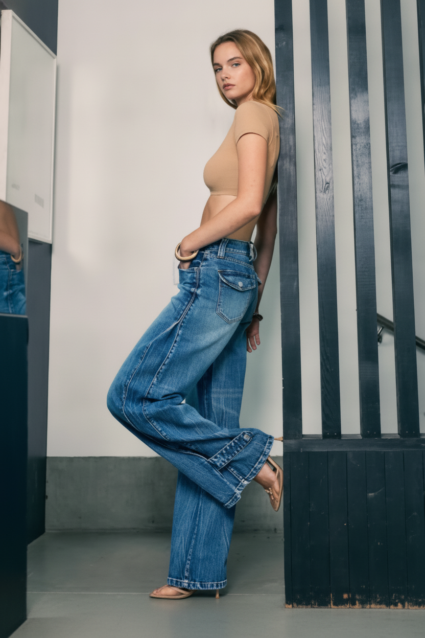 Buckle Denim Jeans