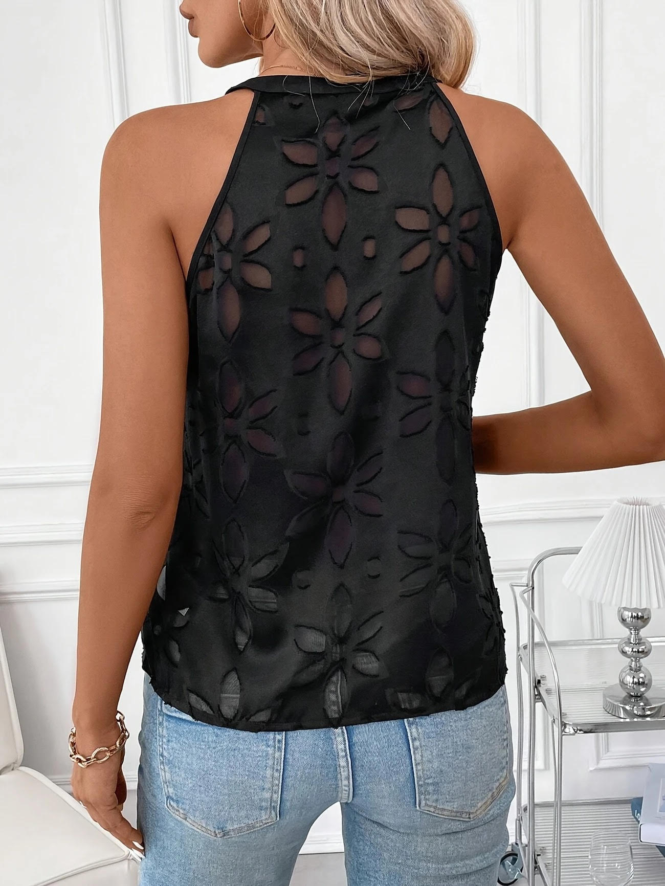 Burnout Floral Tank Blouse