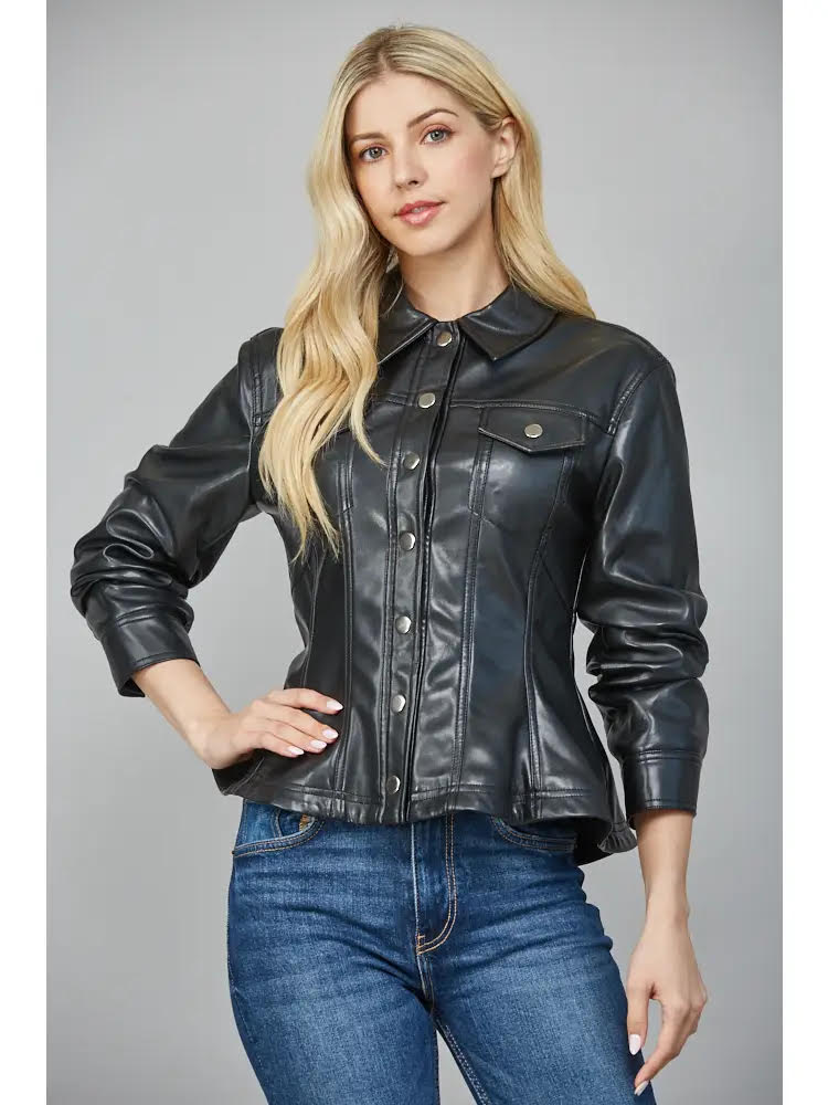 Faux Leather Peplum Jacket