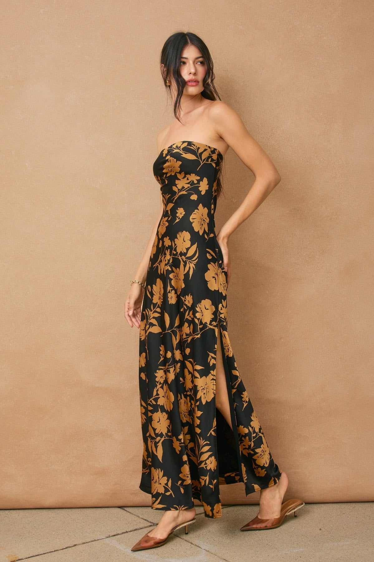 Strapless Floral Dress