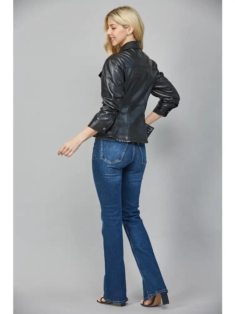 Faux Leather Peplum Jacket