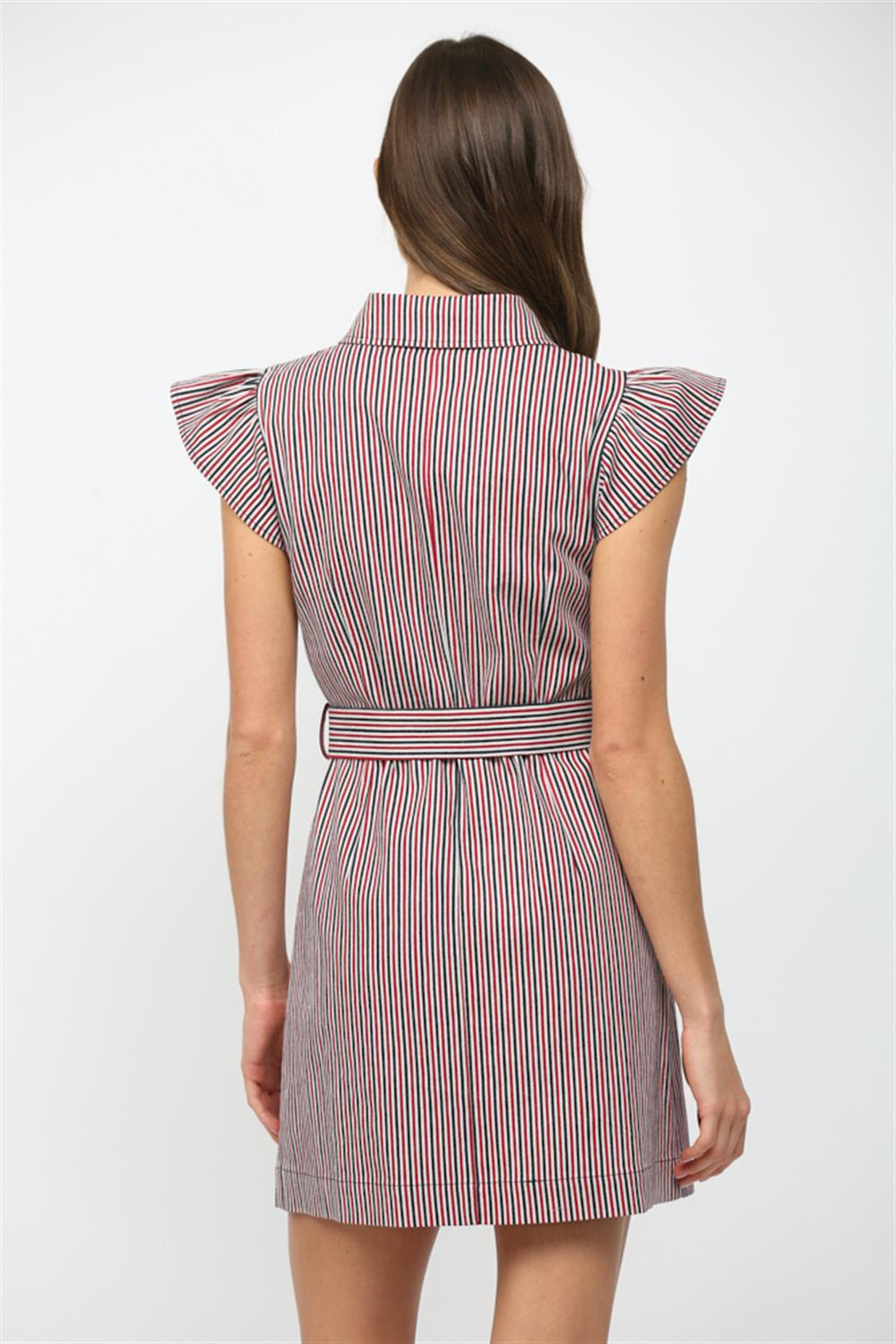 Striped Cap Sleeve Mini Dress