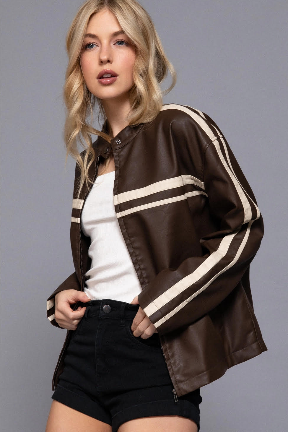 Faux Line Detail Jacket