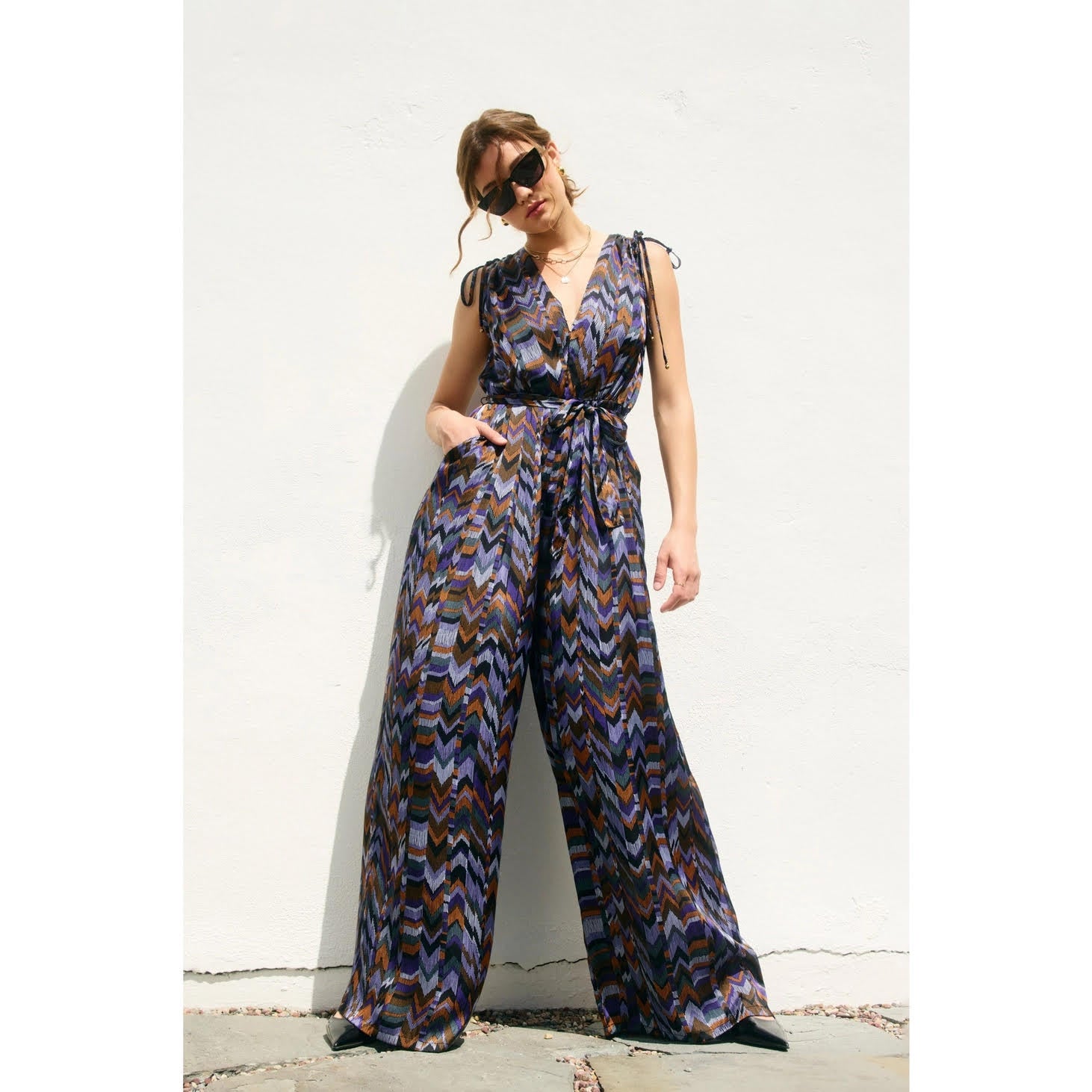 Chevron Sleeveless Jumpsuit