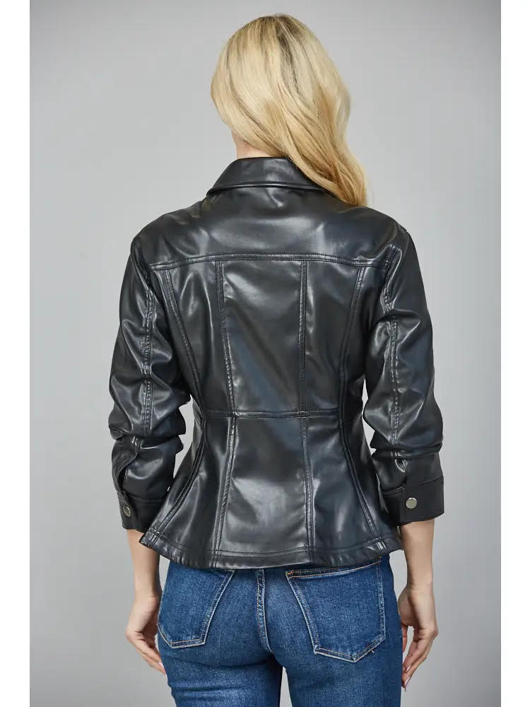Faux Leather Peplum Jacket