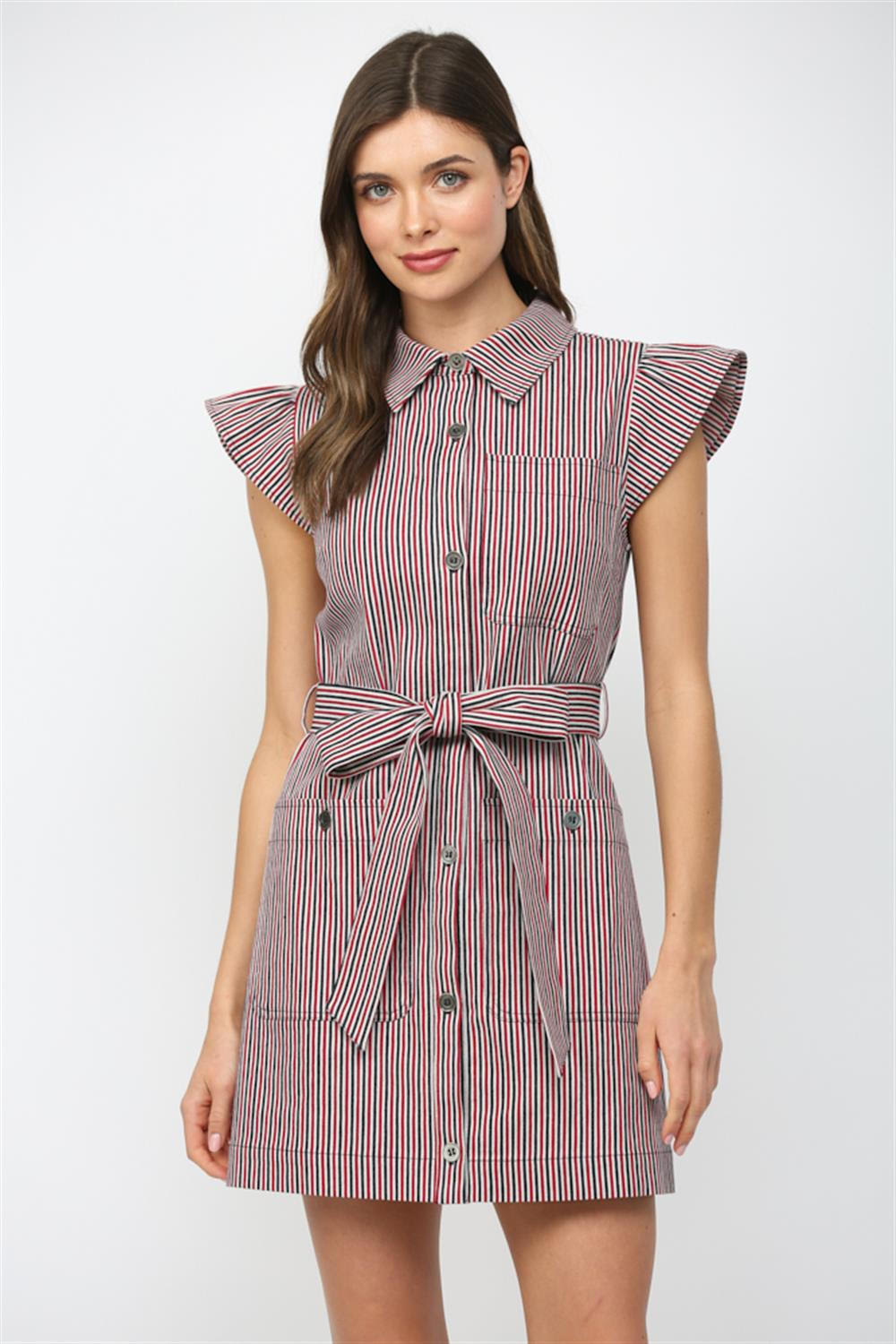 Striped Cap Sleeve Mini Dress