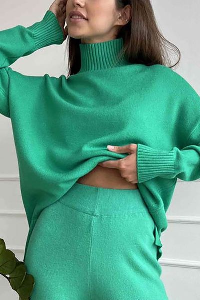 Turtleneck Knitted Sweater Set