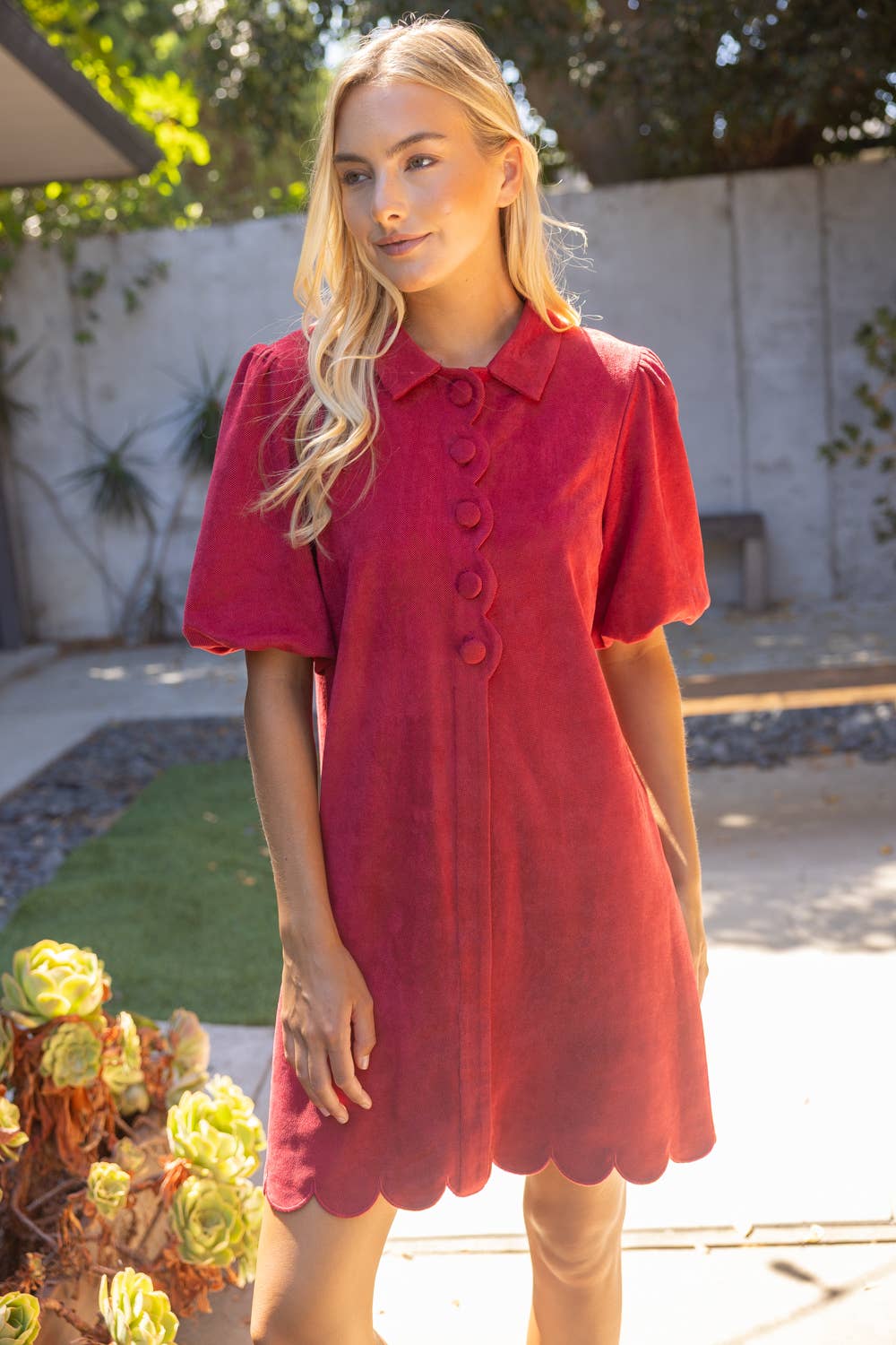 Scallop Collared Shift Dress