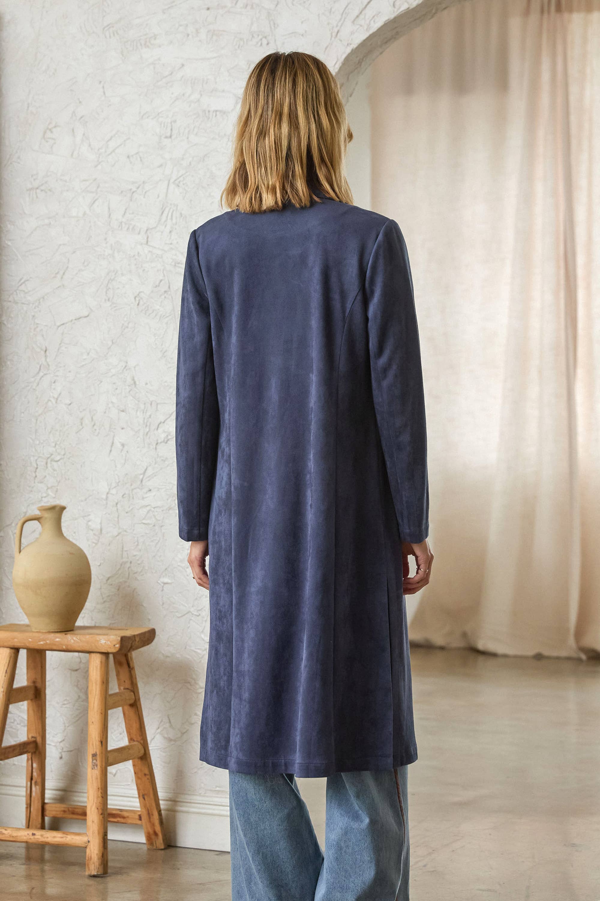 Western Faux Suede Duster Coat