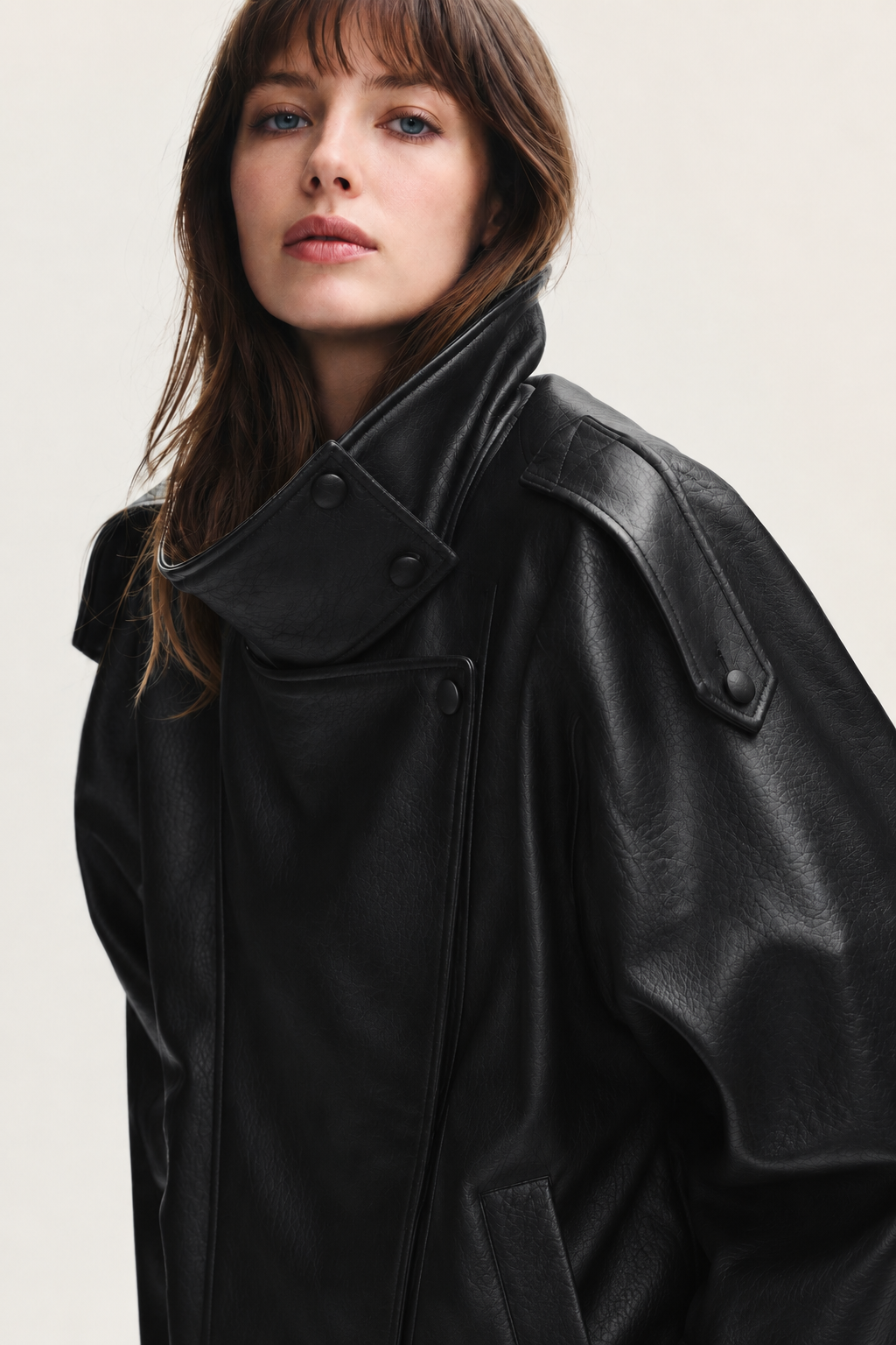 Oversized Leather Biker Jacket