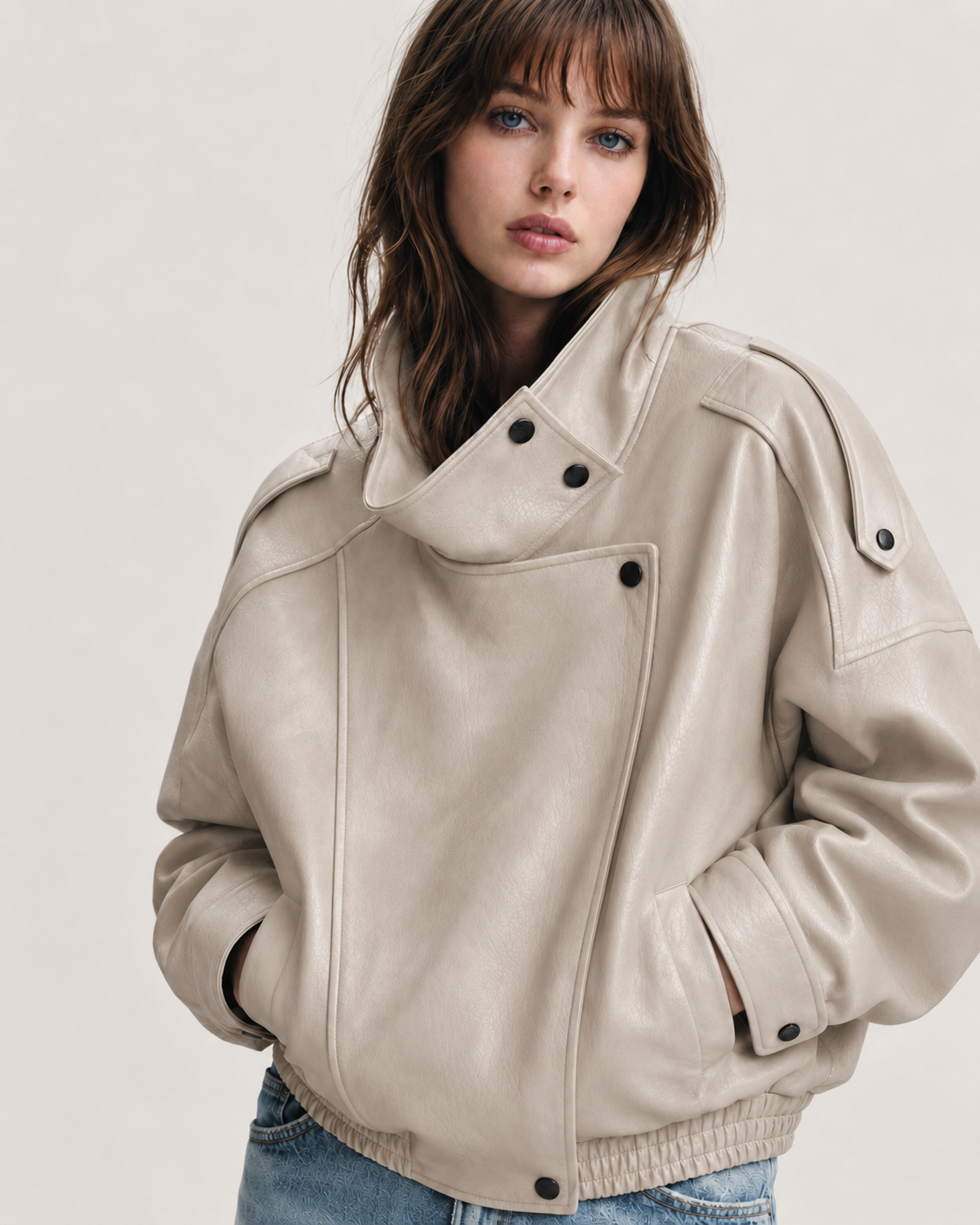Oversized Leather Biker Jacket