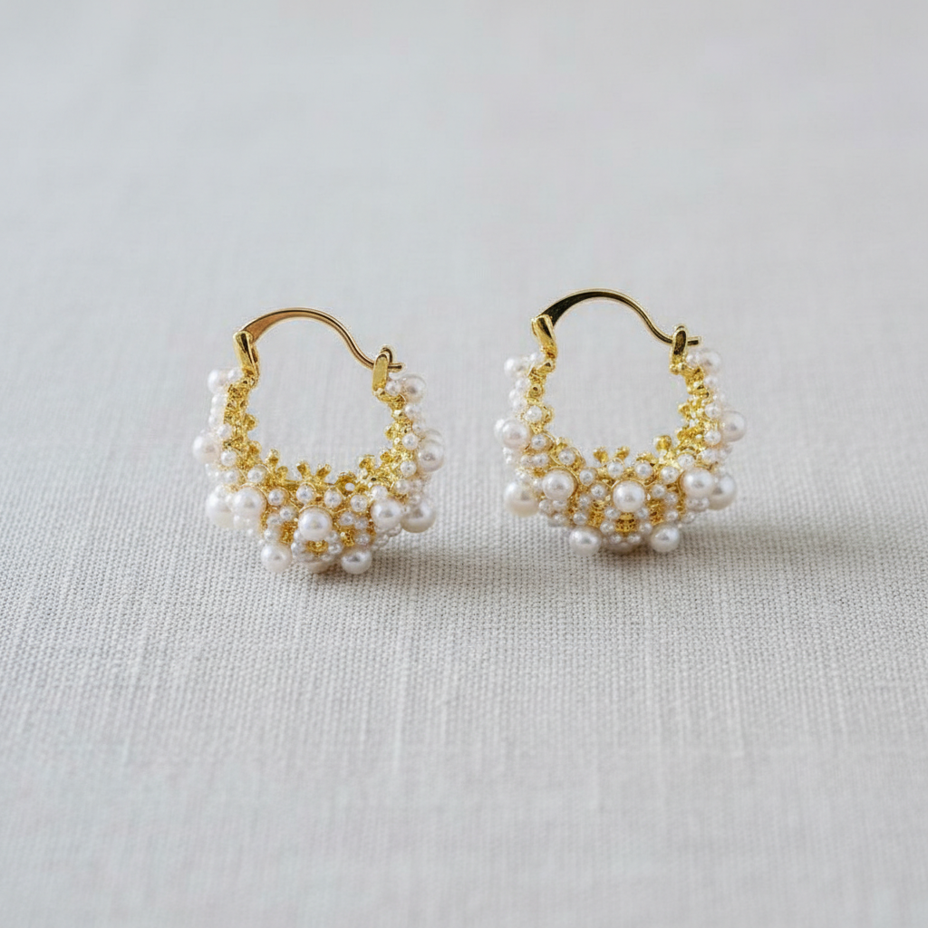 Pearl Geometric Statement Earrings