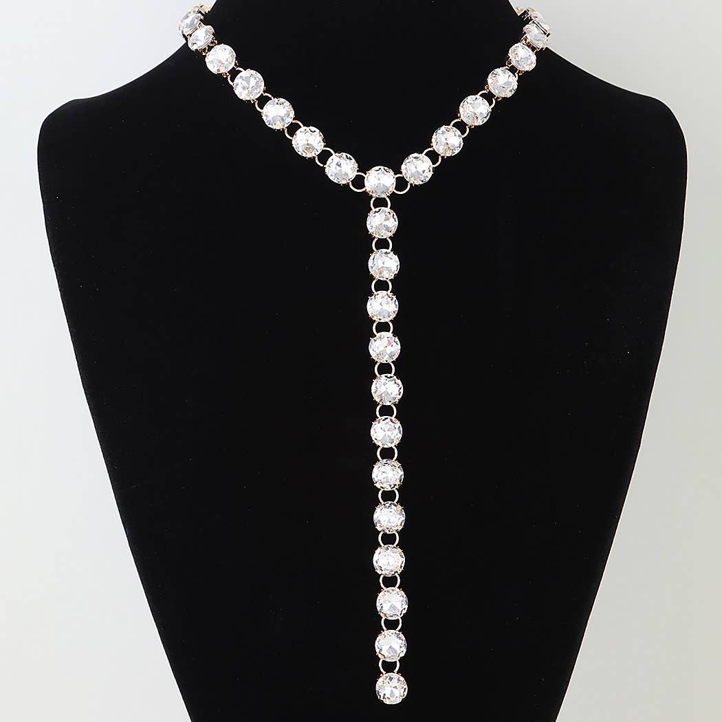 Crystal Rhinestone Y-Drop Lariat Necklace