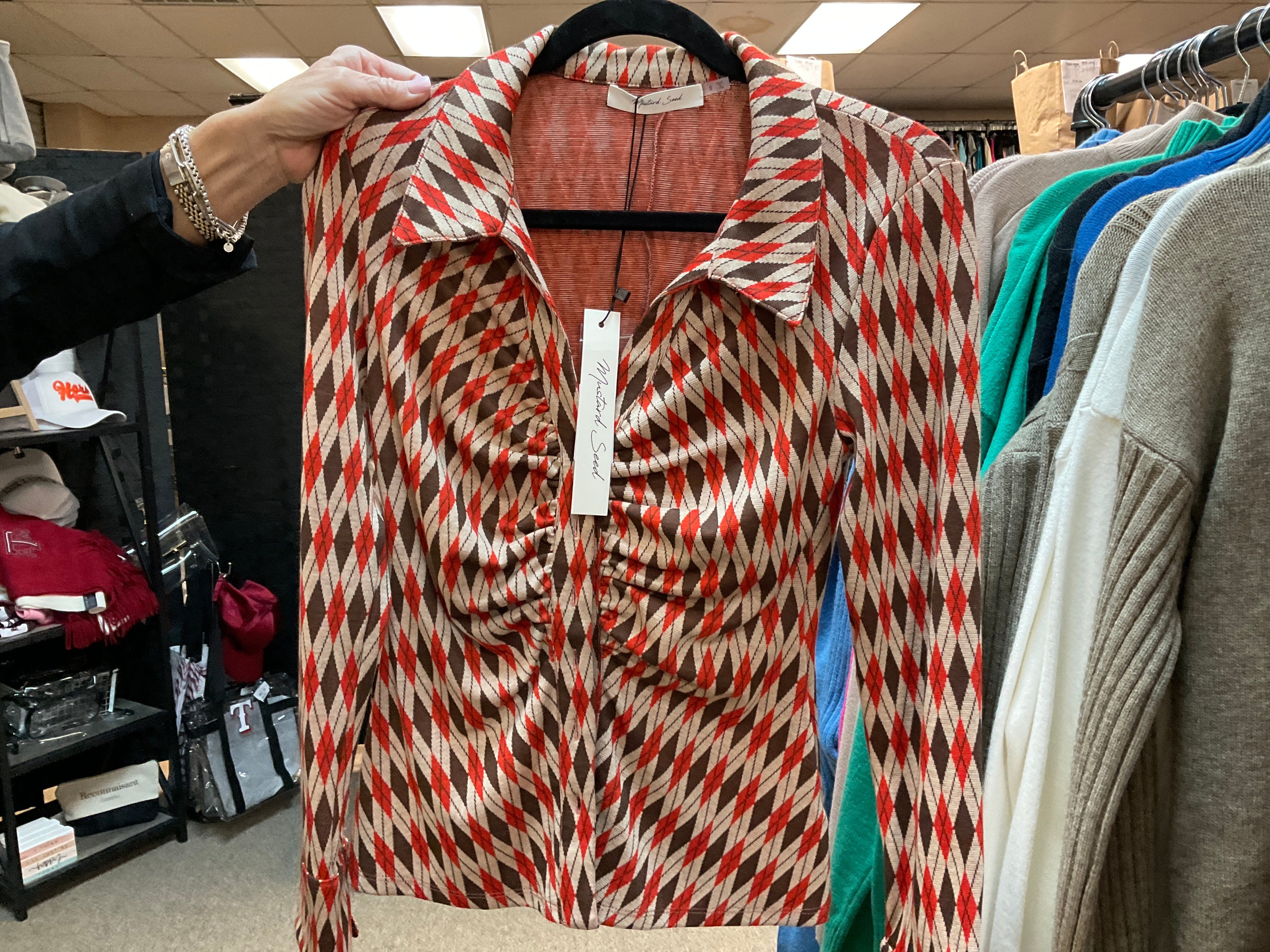 Mustard Seed Dimond Disco Blouse