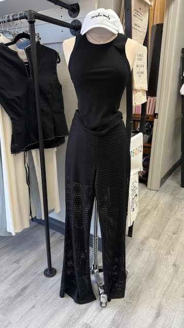 Black Crochet Long Pant