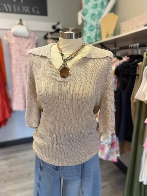 Collared Knit Top