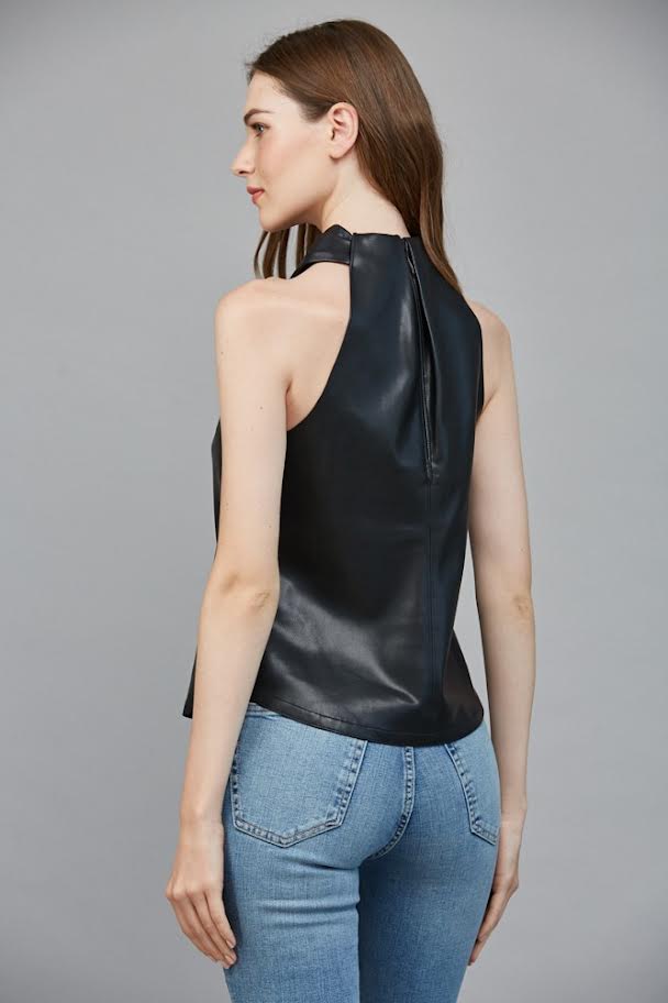 Faux Leather Crisscross Top
