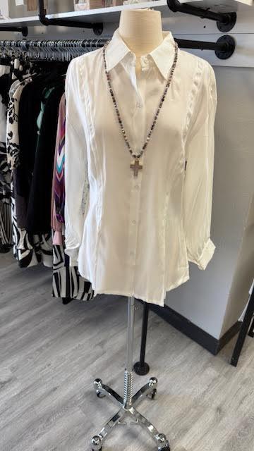 White Side Slit Blouse