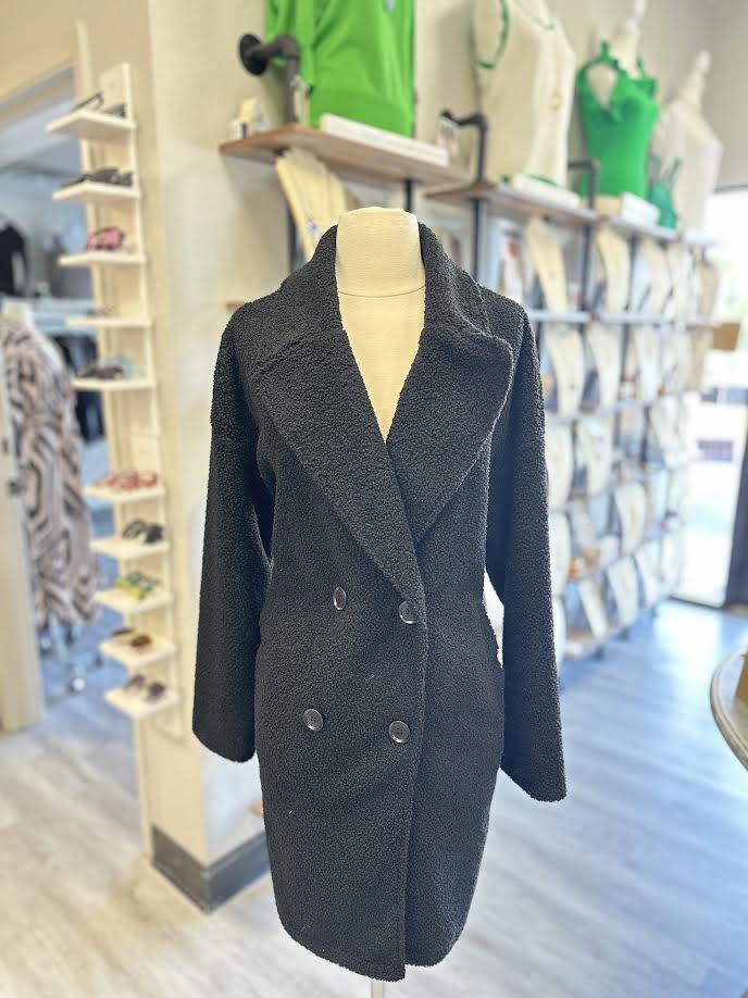 Black Sherpa Midi Coat