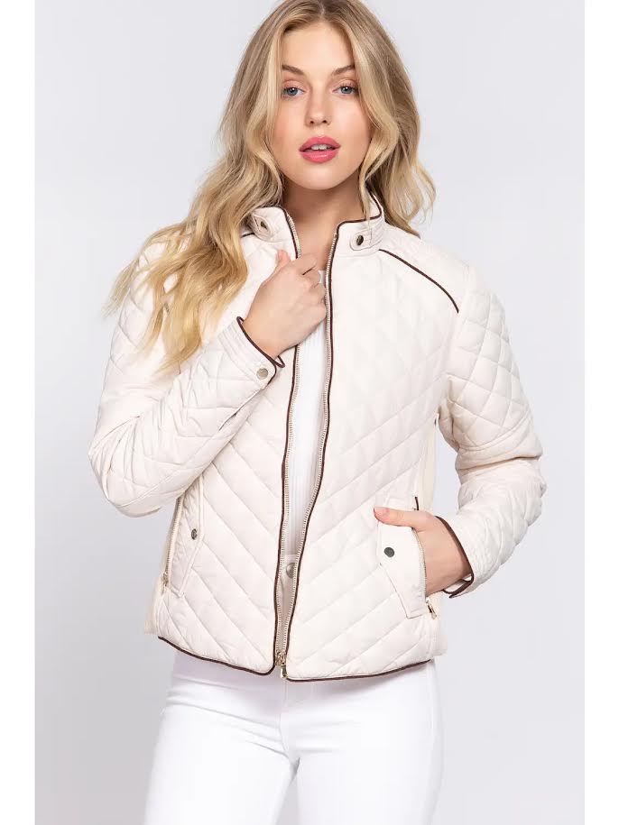 Suede Piping Rib Jacket