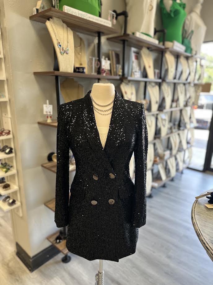 Black Sequin Breasted Jacket