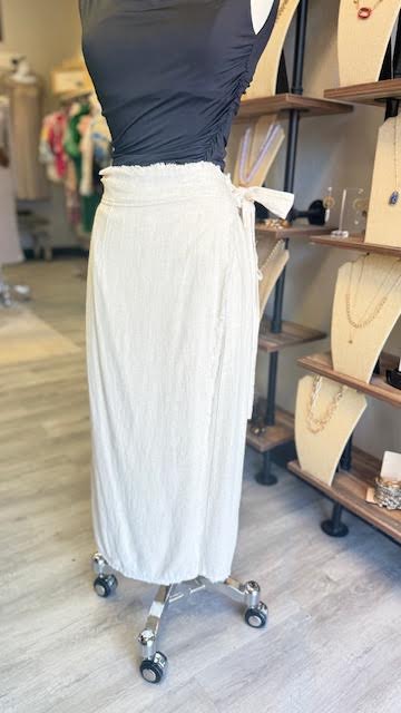Frayed Wrap Skirt