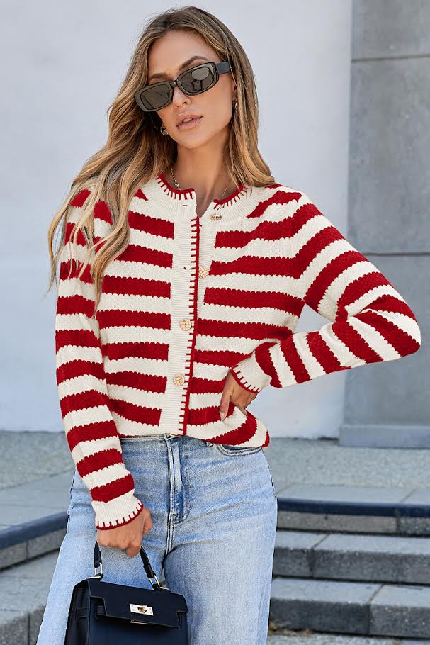 Striped Button Up Sweater