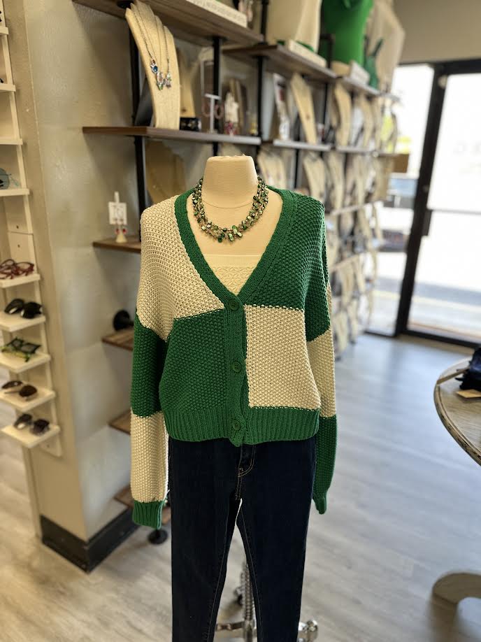 Green Checkered Cardi