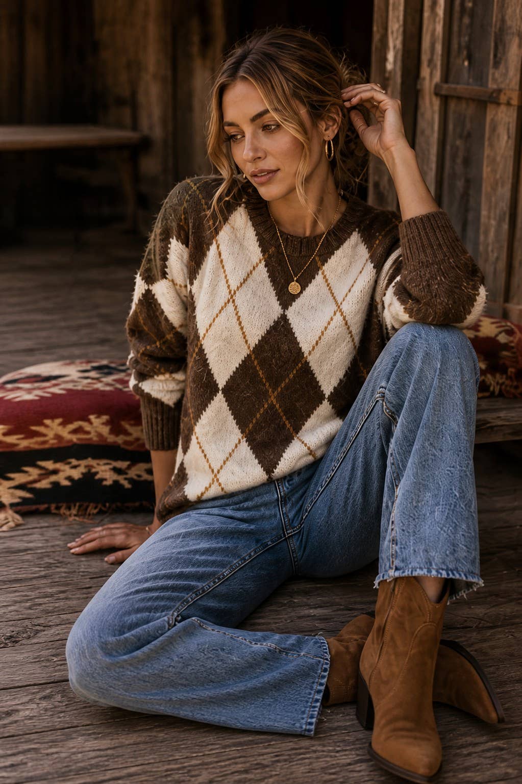Classic Argyle Knit Sweater
