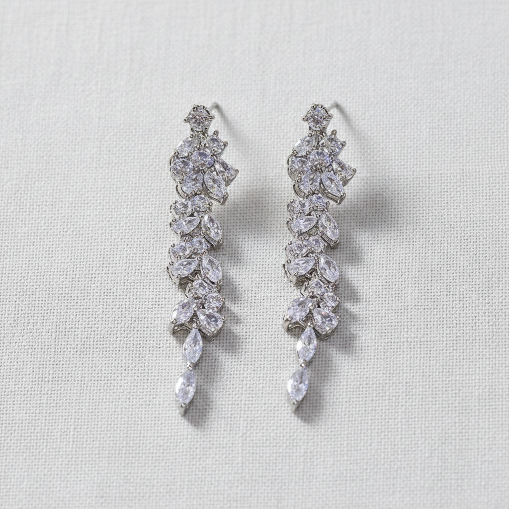 Silver Leaf Tassel Earrings
