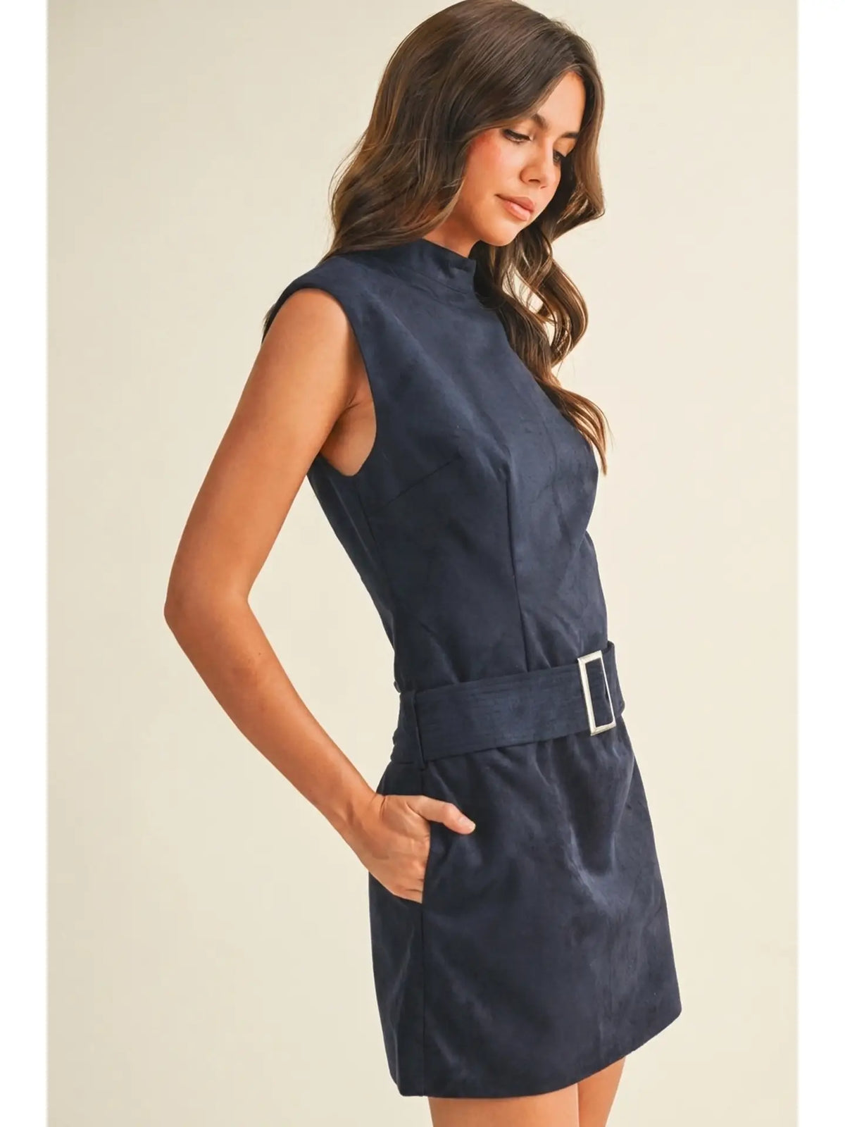 Vegan Suede Buckle Dress