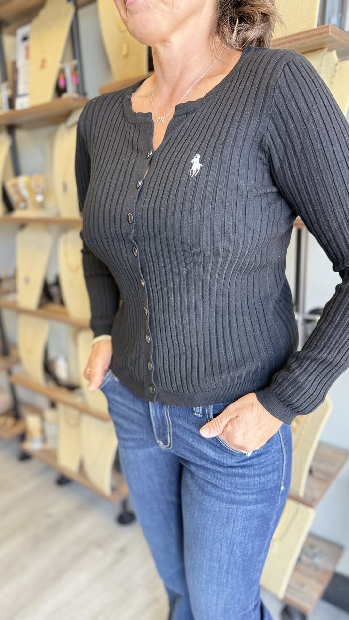 Designer Pony Ribbed Cardi
