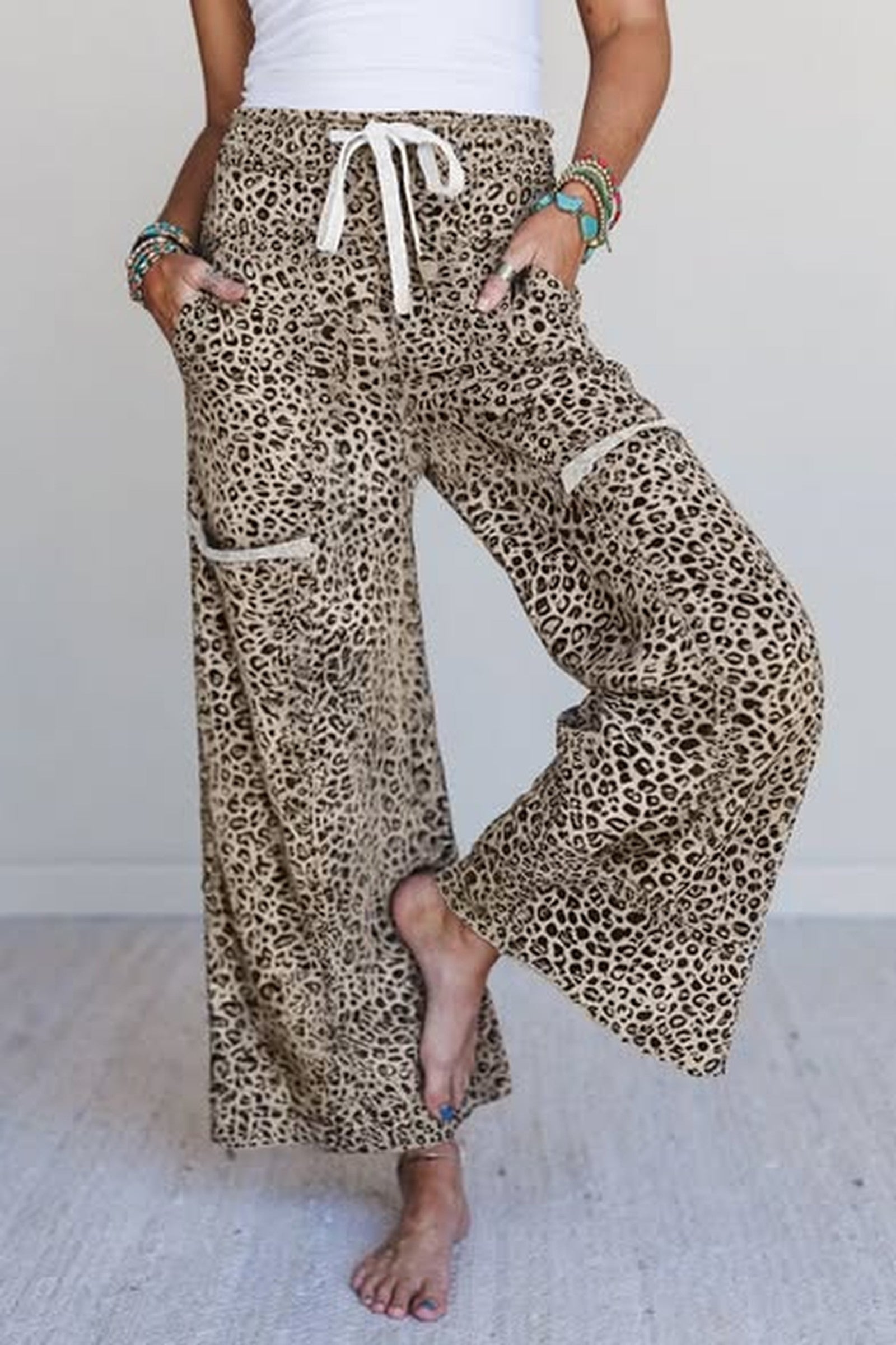 Wide Leg Leopard Pants