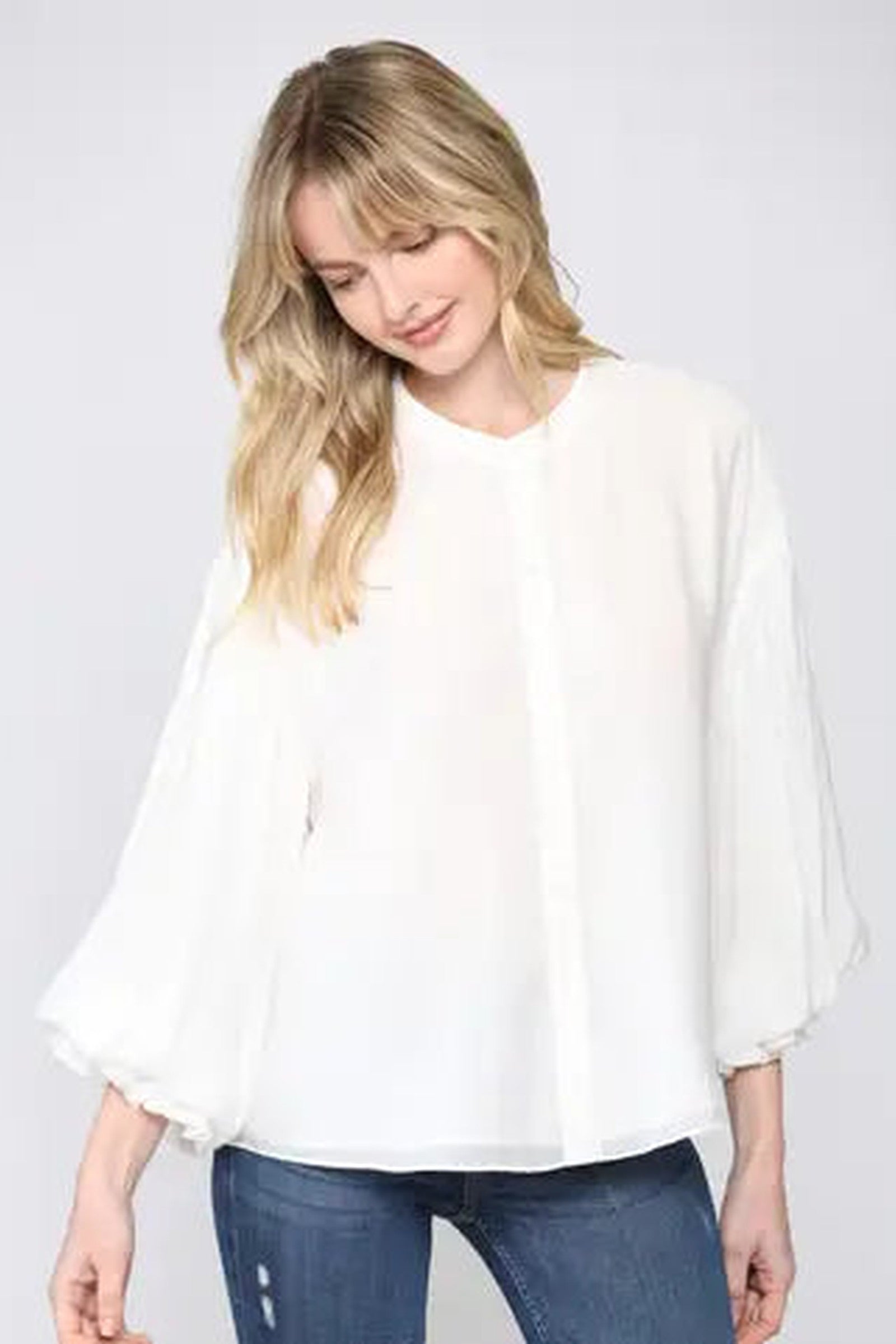 Puff Sleeve Button Down Blouse