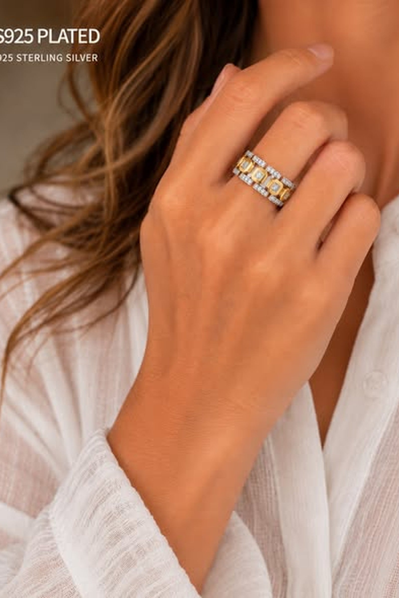 Sterling Silver Plated Stone Ring
