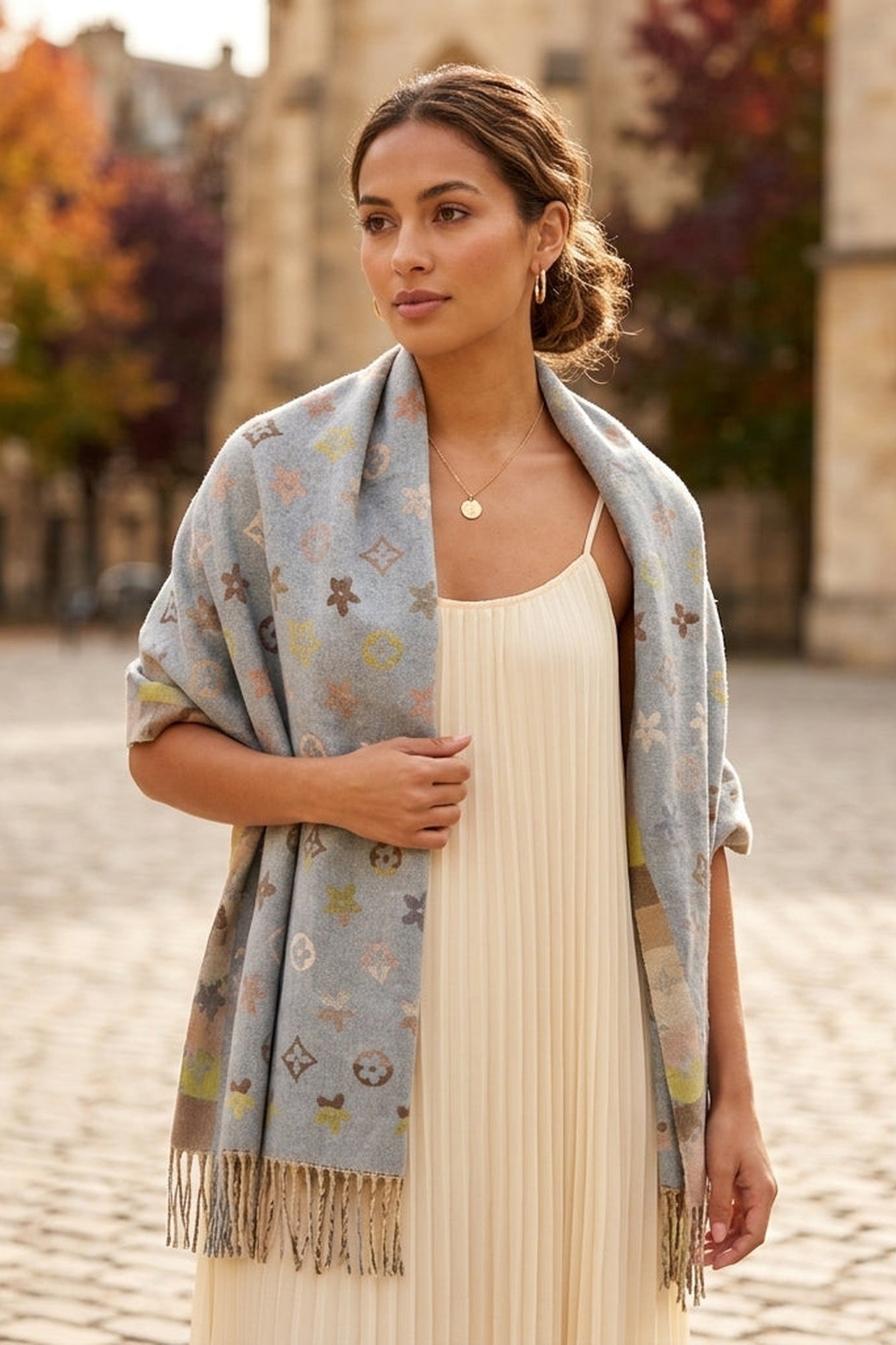 Dusty Floral Print Scarf