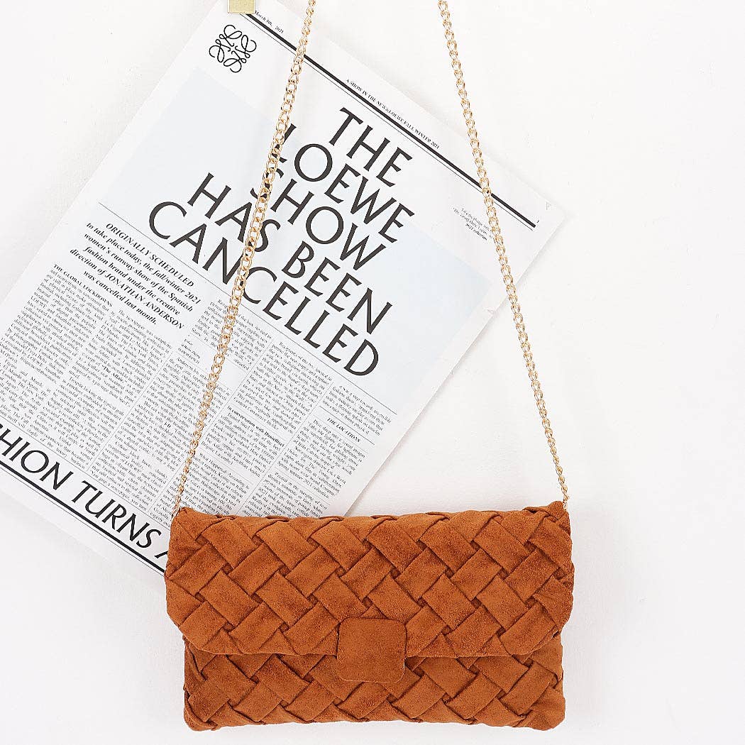 Embossed Faux Suede Clutch Bag