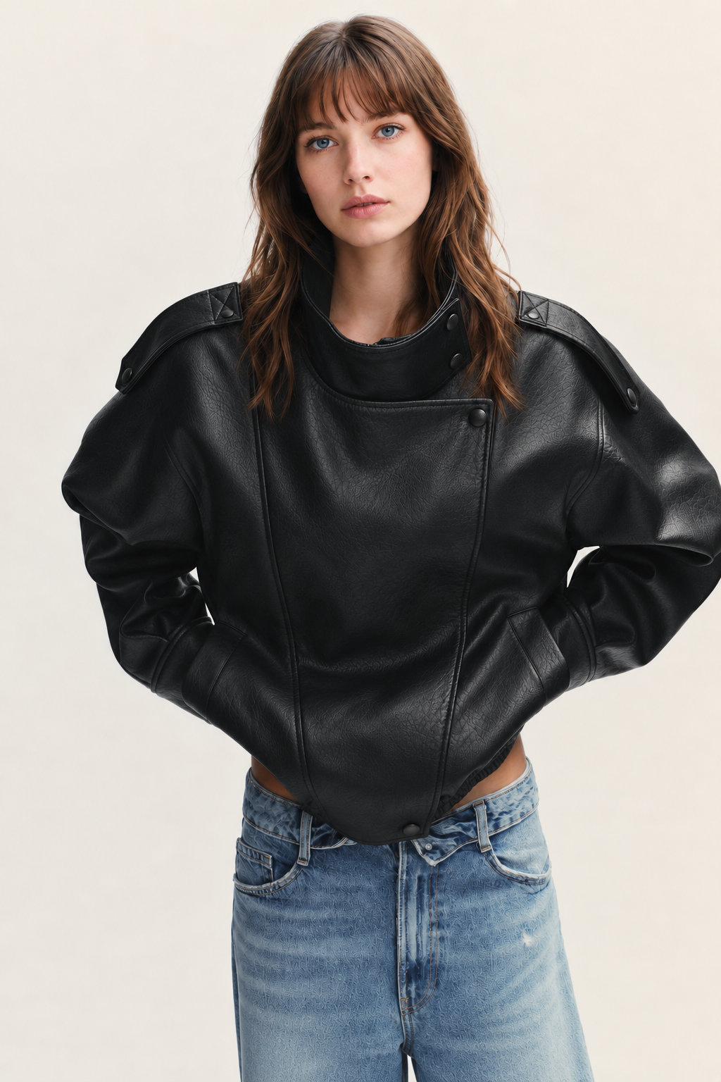 Oversized Leather Biker Jacket