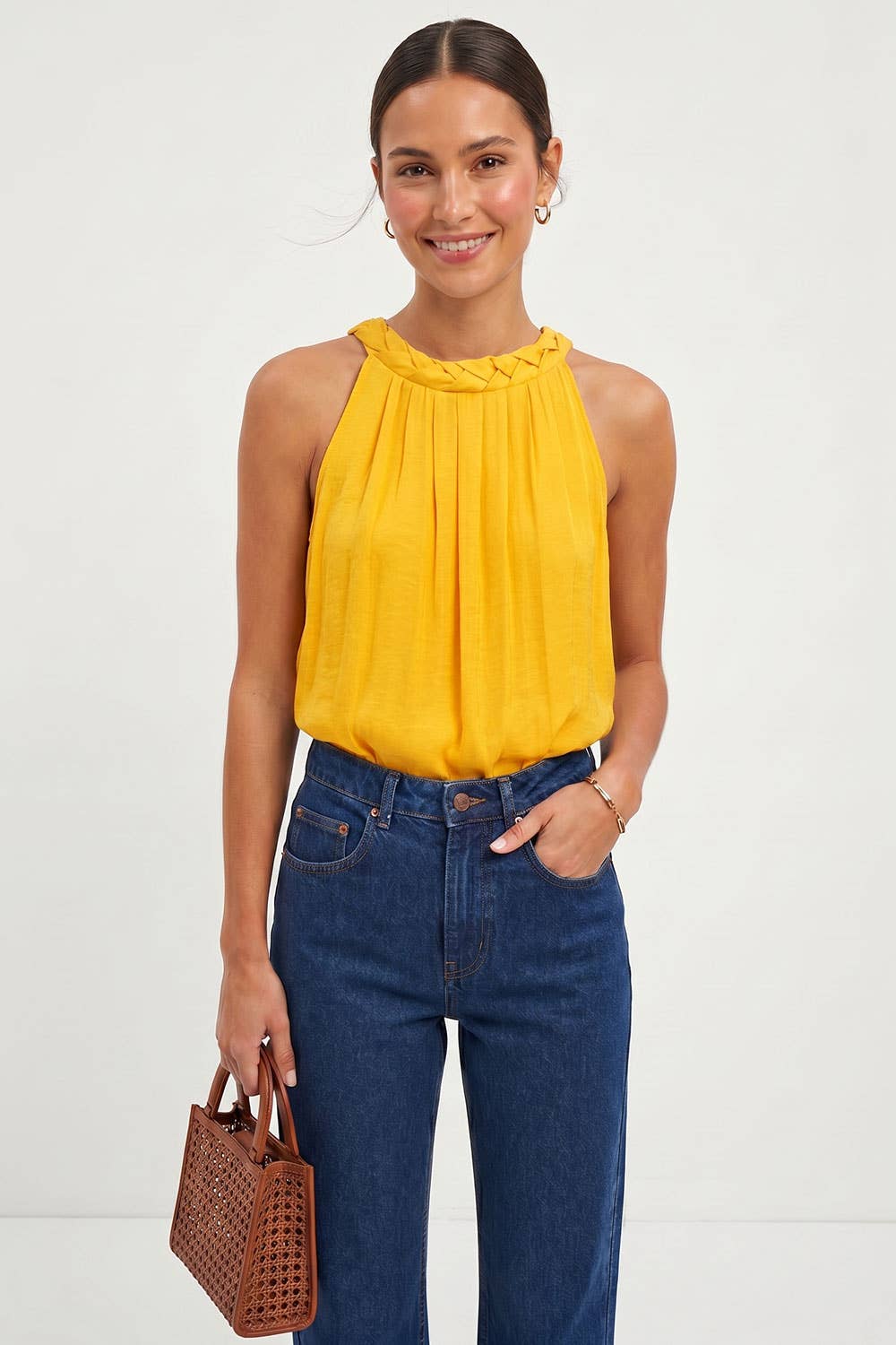 Flat Braided Neckline Tank Top