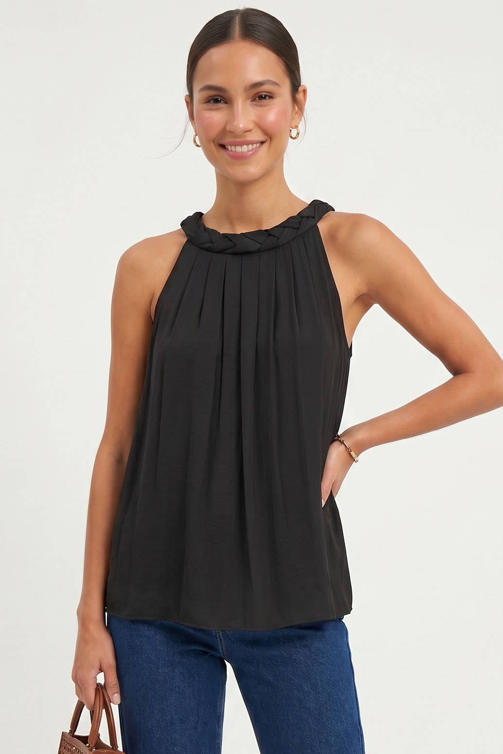 Flat Braided Neckline Tank Top