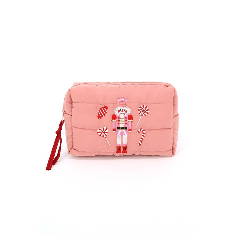 Nutcracker Embroidered Puffer Pouch