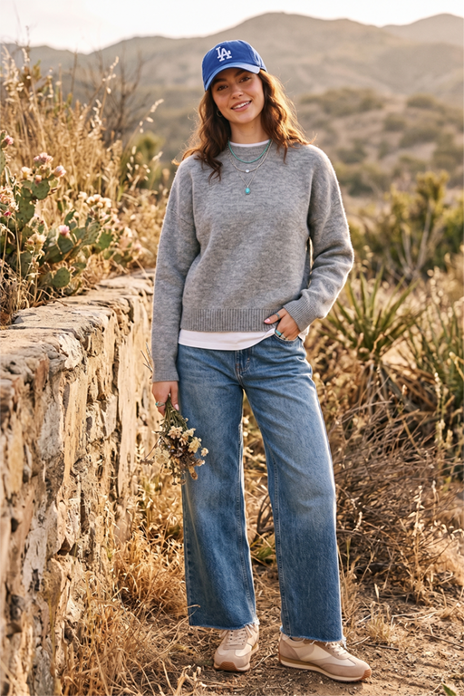 Twofer Crew Neck Layered Sweater