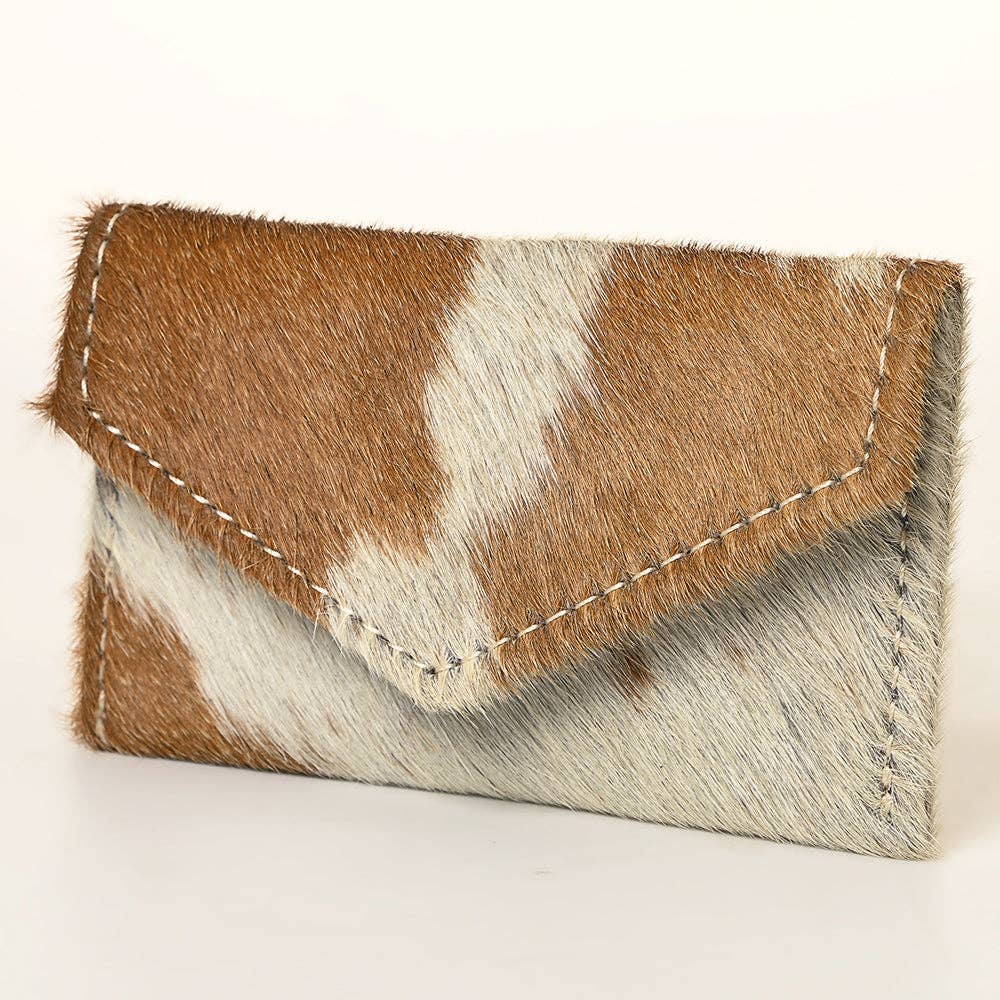 Envelope Hair-On Leather Coin Purse