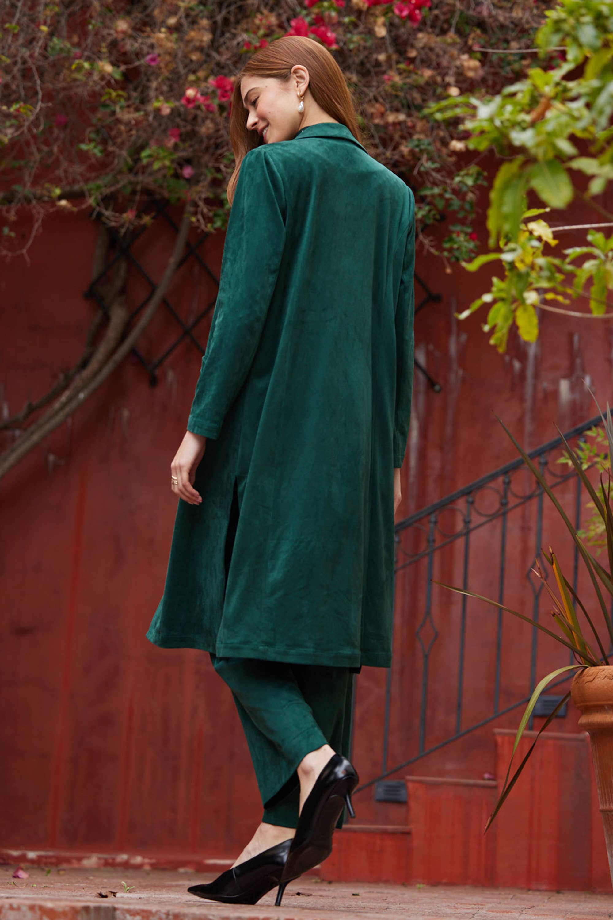 Western Faux Suede Duster Coat