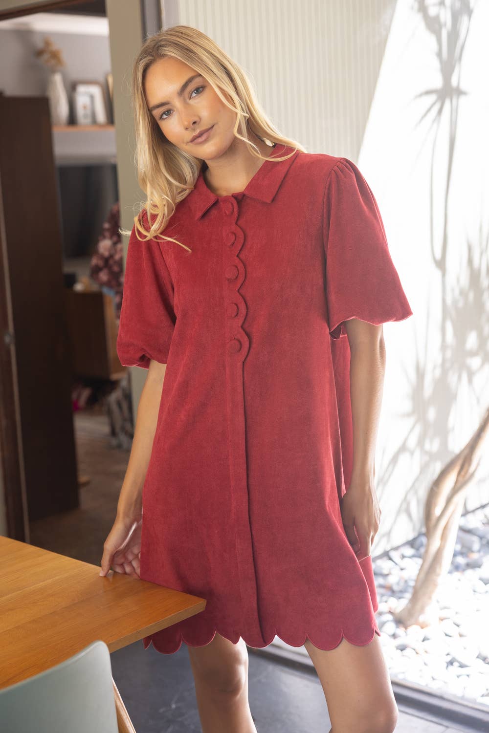 Scallop Collared Shift Dress