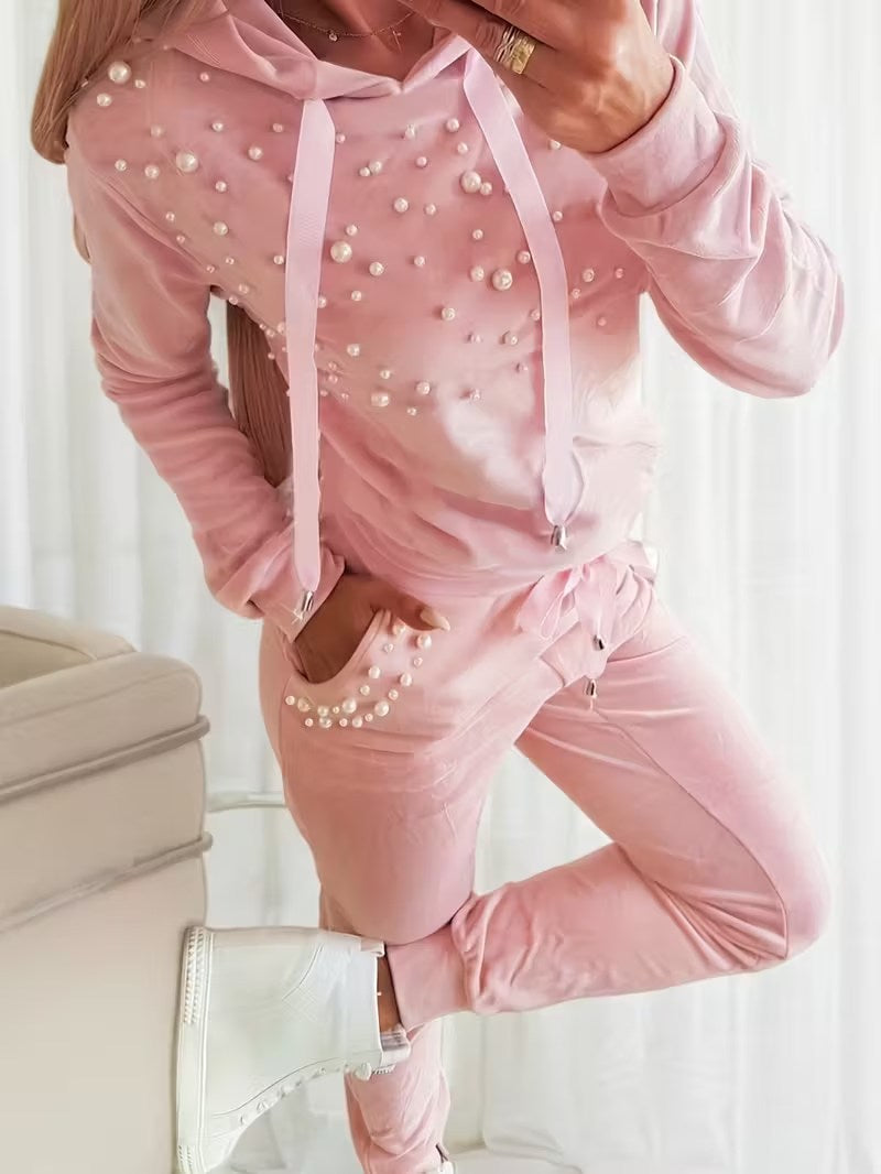 Velour Pearl Hoodie Set